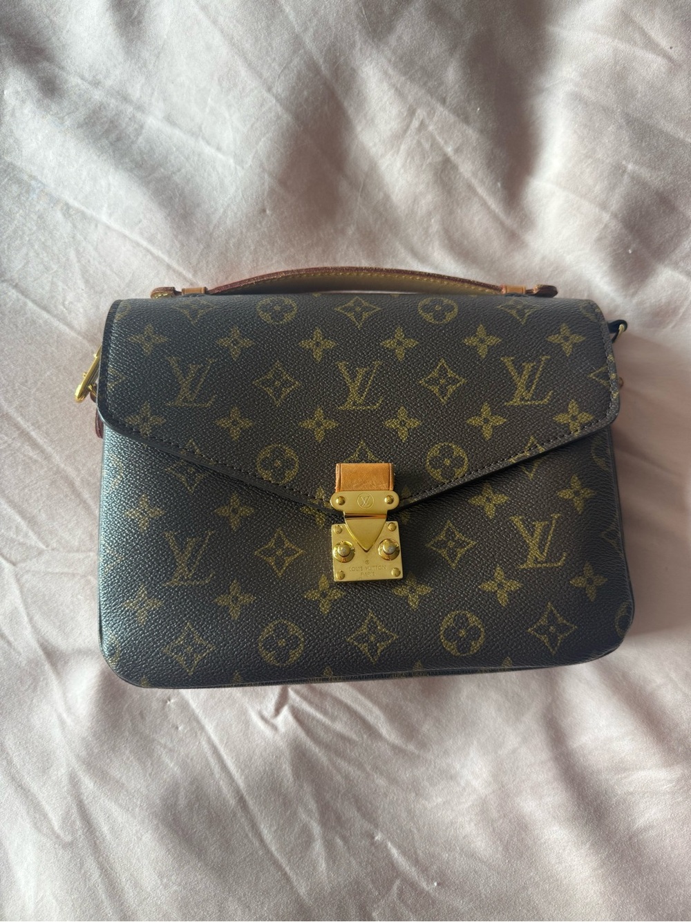 Louis Vuitton Monogram Canvas Top Handle Satchel in Brown and Gold